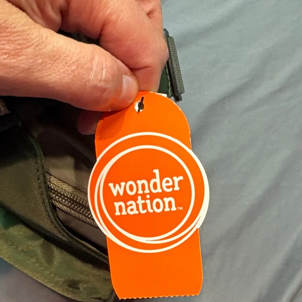 Wonder Nation Kids Sling Bag Olive Green‎ NWT Patches Adjustable Crossbody Strap